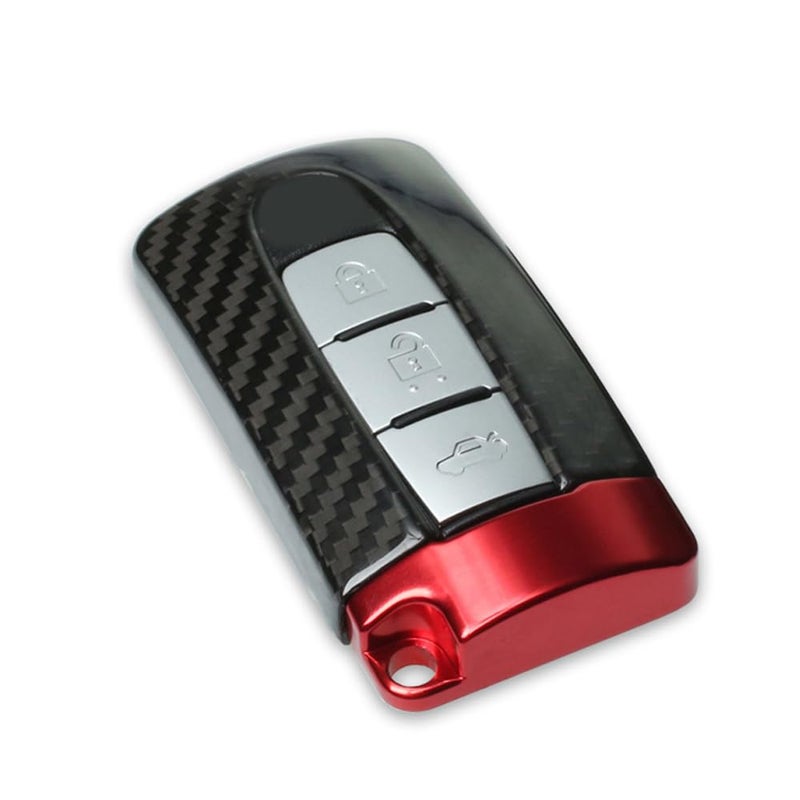 iJDMTOY Genuine Carbon Fiber Custom SK/GT-R Style Large Key Fob Protective Case w/Sports Red Aluminum Trim, Compatible with Nissan or Infiniti Oval Shape Keyless Entry Remote - Image 4